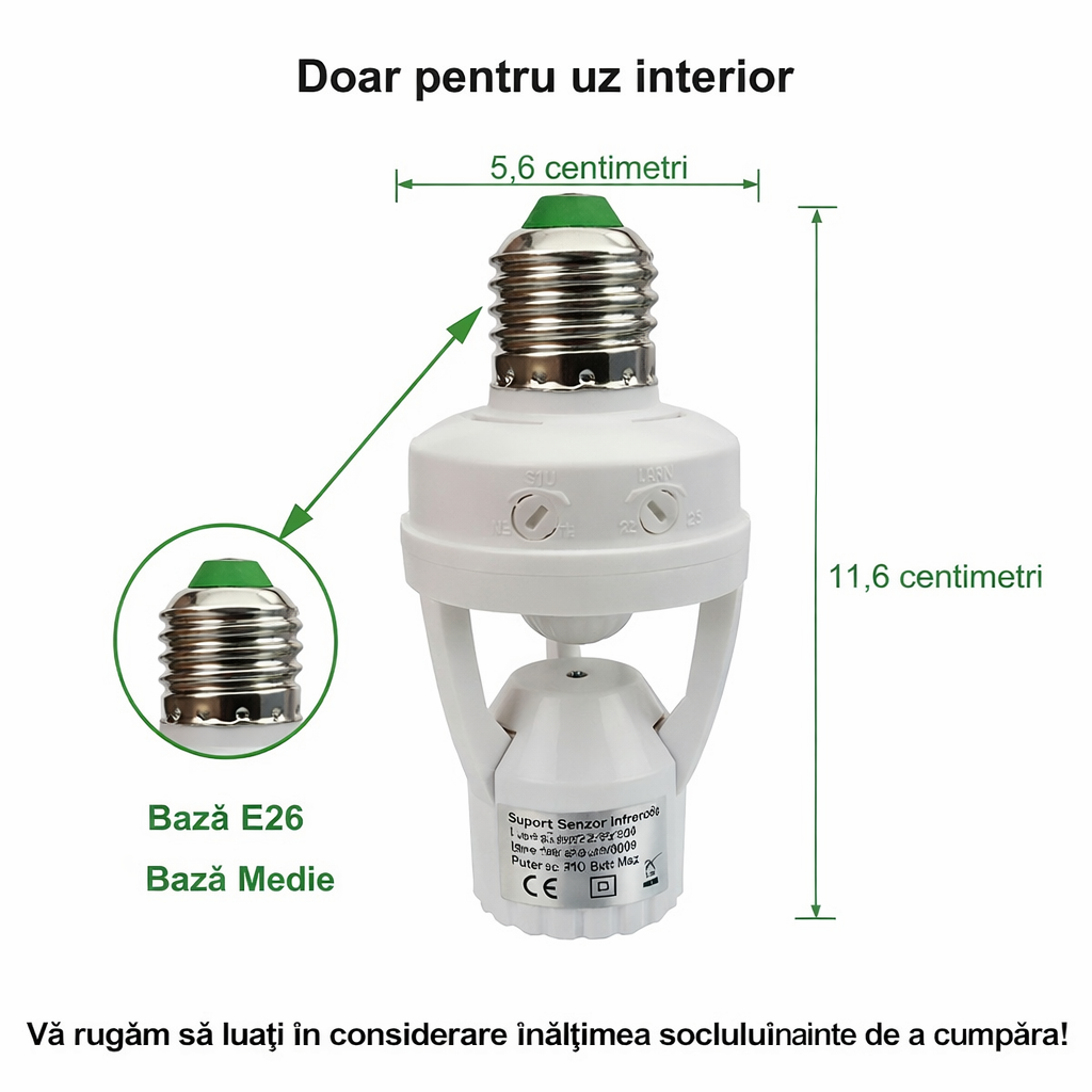 Soclu inteligent cu dulie și senzor de mișcare PIR