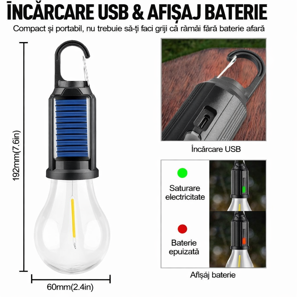 Bec Portabil cu Reincarcare Solară